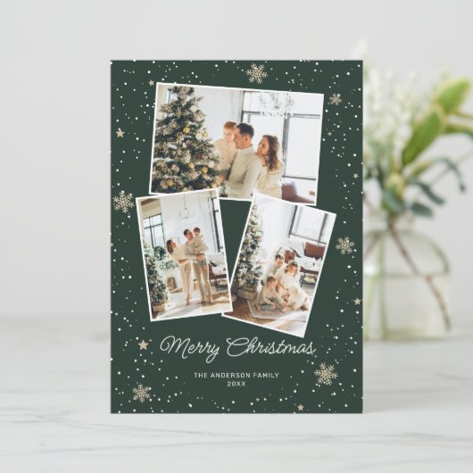 Kaarten voor het kleuren van groene kerstfoto's (Staand voorkant)