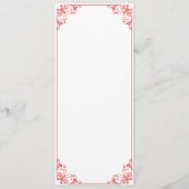 Kaarten voor het menu Coral Flourish Weddenschap (Achterkant)