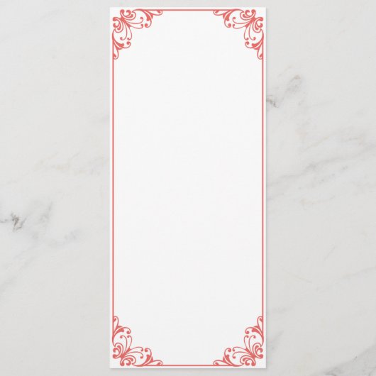 Kaarten voor het menu Coral Flourish Weddenschap (Achterkant)