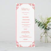 Kaarten voor het menu Coral Flourish Weddenschap (Staand voorkant)