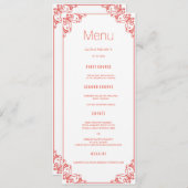 Kaarten voor het menu Coral Flourish Weddenschap (Voorkant / Achterkant)