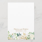 Kaarten voor het menu Gold en White Flower Wedding (Achterkant)