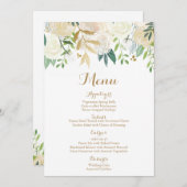 Kaarten voor het menu Gold en White Flower Wedding (Voorkant / Achterkant)