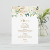 Kaarten voor het menu Gold en White Flower Wedding (Staand voorkant)