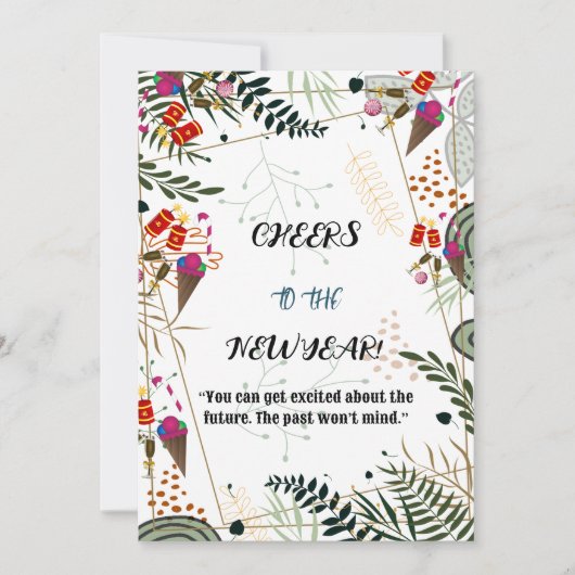 Kaarten voor het nieuwe jaar Greenery Botanical Ca (Voorkant)