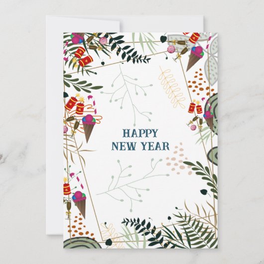 Kaarten voor het nieuwe jaar Greenery Botanical Ca (Achterkant)