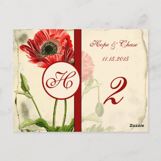 Kaarten voor het samenstellen van de rode papavert (Achterkant)