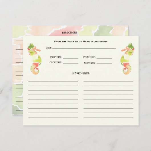 Kaarten voor het verzamelen van kleurrijke zeeoort (Voorkant / Achterkant)