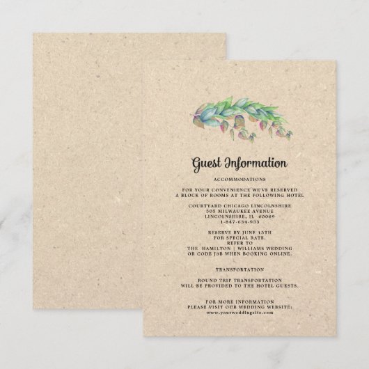 Kaarten voor huwelijksbezoekersinformatie | Kraft (Voorkant / Achterkant)