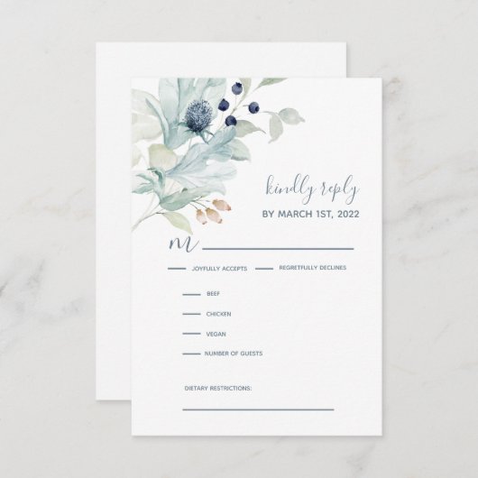 Kaarten voor huwelijksuitnodiging RSVP (Voorkant / Achterkant)