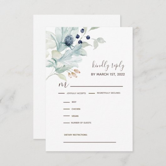 Kaarten voor huwelijksuitnodiging RSVP (Voorkant / Achterkant)