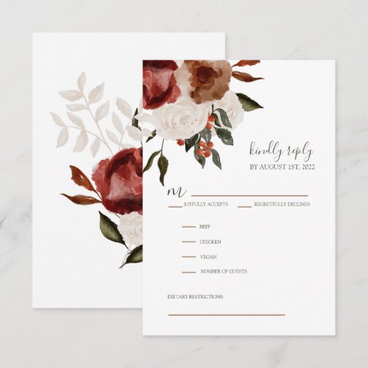 Kaarten voor huwelijksuitnodiging RSVP (Voorkant / Achterkant)