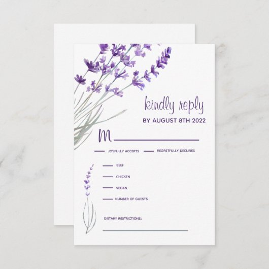 Kaarten voor huwelijksuitnodiging RSVP (Voorkant / Achterkant)