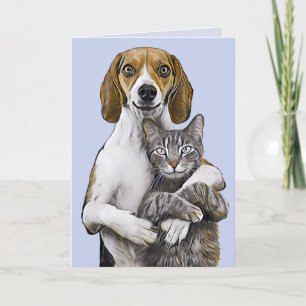 KAARTEN VOOR KAT- EN DOG ART ROMANTIC LOVE BIRTHDA