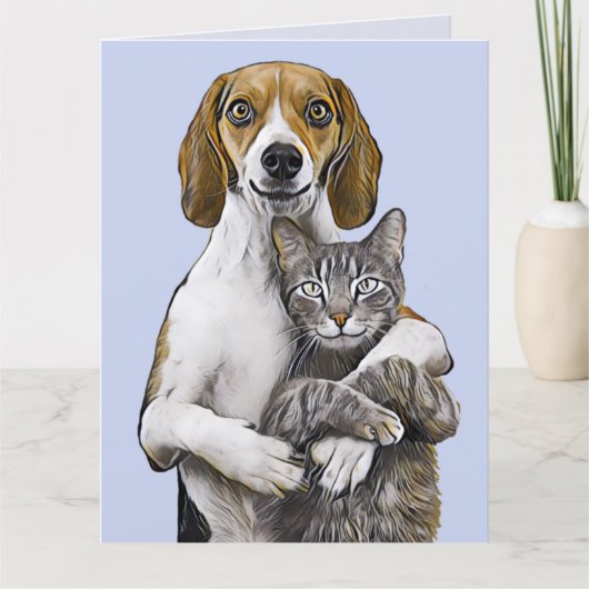 KAARTEN VOOR KAT- EN DOG ART ROMANTIC LOVE BIRTHDA (Voorkant)
