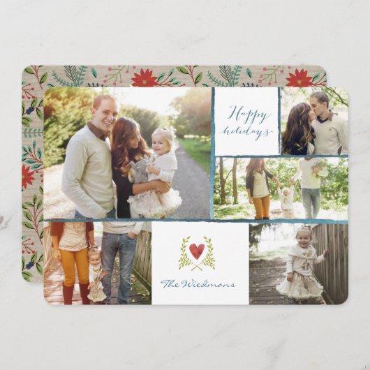 Kaarten voor kerst met collage - Rustic Floral Dee (Voorkant / Achterkant)