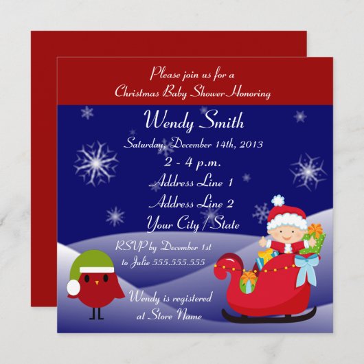 Kaarten voor kerstBaby shower (Voorkant / Achterkant)