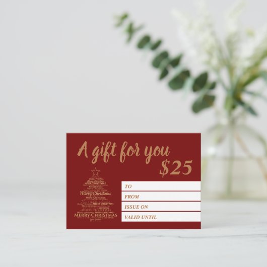 Kaarten voor kerstcadeaubonnen visitekaartje (Staand voorkant)
