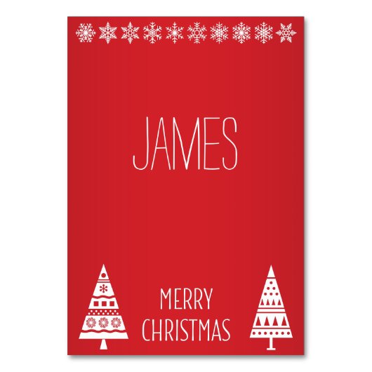 Kaarten voor kerstcadeautjes rood met wit decor (Voorkant)