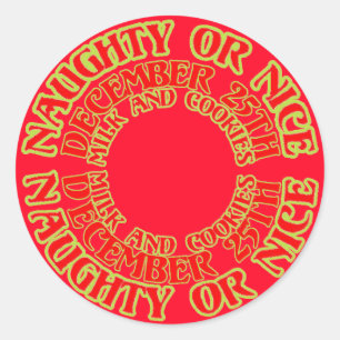 Kaarten voor kerstkaarten van Naughes of Nice Ronde Sticker