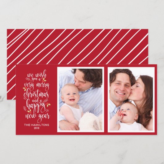 Kaarten voor Kerstmis met fotocollage - 2 vertical (Voorkant / Achterkant)