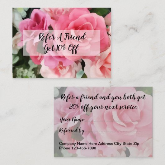 Kaarten voor klantverwijzing aanbevelingskaartje (Voorkant / Achterkant)