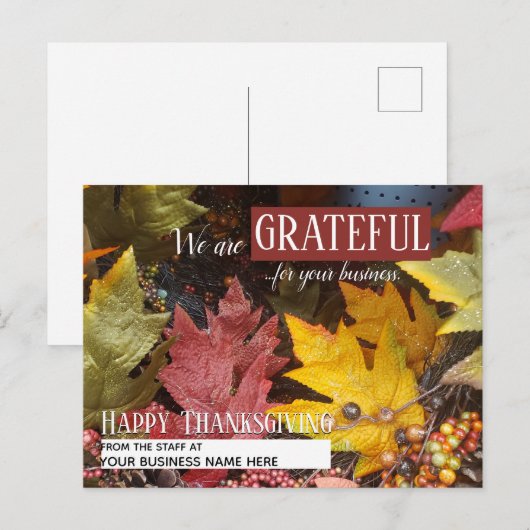 Kaarten voor kleine zakelijke Thanksgiving (Voorkant / Achterkant)