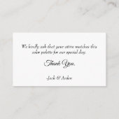 Kaarten voor kleurgecoördineerde bruiloft invoegen (Achterkant)