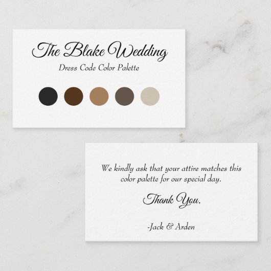 Kaarten voor kleurgecoördineerde bruiloft invoegen (Voorkant / Achterkant)