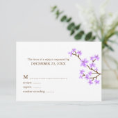 Kaarten voor lavender Cherry Blossom Wedding Respo RSVP Kaartje (Staand voorkant)