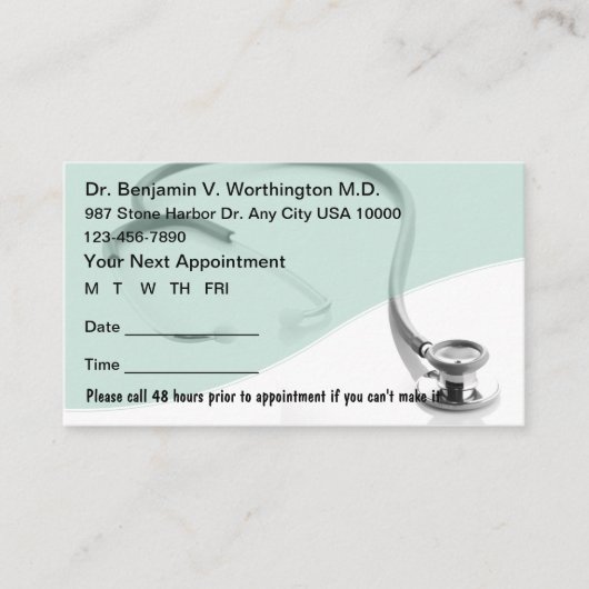Kaarten voor medische benoeming afsprakenkaartje (Voorkant)