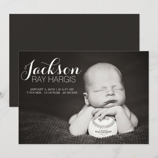 Kaarten voor moderne geboorteaankondiging (Voorkant / Achterkant)