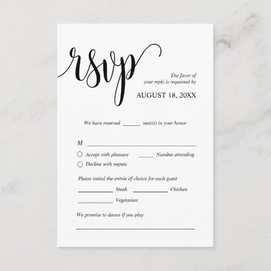 Kaarten voor moderne huwelijksuitnodiging met RSVP (Voorkant)