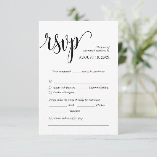 Kaarten voor moderne huwelijksuitnodiging met RSVP (Staand voorkant)