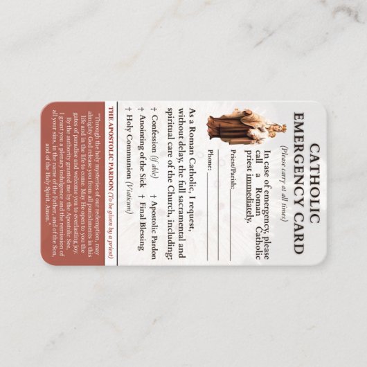 Kaarten voor noodgevallen visitekaartje (Voorkant)