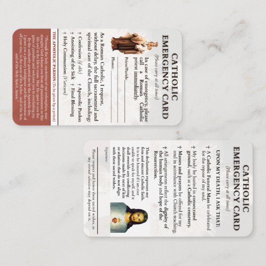 Kaarten voor noodgevallen visitekaartje (Voorkant / Achterkant)