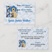 Kaarten voor noodinformatie voor kinderen, letter  contactkaartje (Voorkant / Achterkant)