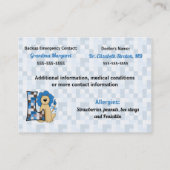 Kaarten voor noodinformatie voor kinderen, letter  contactkaartje (Achterkant)