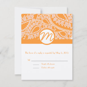 Kaarten voor Oranje Paisley Wedding Response  RSVP Kaartje