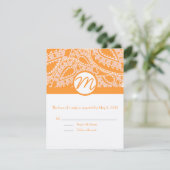 Kaarten voor Oranje Paisley Wedding Response  RSVP Kaartje (Staand voorkant)