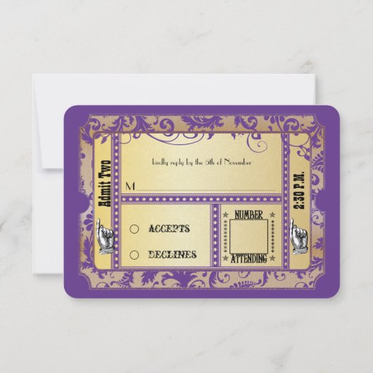 Kaarten voor Paarse en goudhondenweddenschappen RSVP Kaartje (Achterkant)