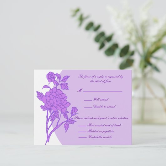 Kaarten voor Paarse ventilator aangepaste respons RSVP Kaartje (Staand voorkant)