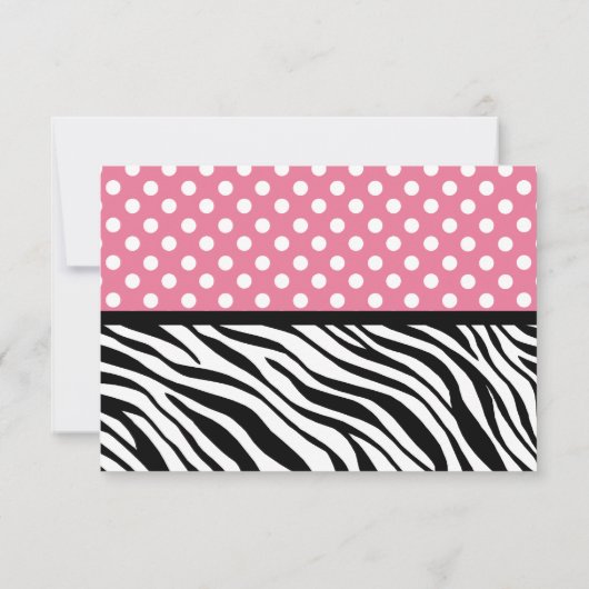 Kaarten voor Polka Dot Pink & Zebra Print Reply RSVP Kaartje (Achterkant)