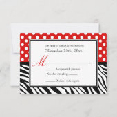 Kaarten voor Polka Dot Red en Zebra Print Reply RSVP Kaartje (Voorkant)