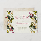 Kaarten voor reactie op bloemen en bessen RSVP kaartje (Voorkant / Achterkant)
