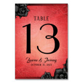 Kaarten voor rode gothic Halloween Wedding Table (Achterkant)