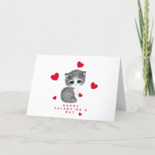 Kaarten voor rode hartkat Valentijnsdag