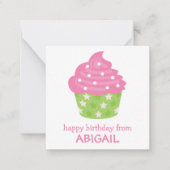 Kaarten voor roze en groene cupcake Cadeauverpakki Notitiekaartje (Voorkant)