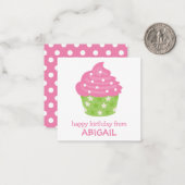 Kaarten voor roze en groene cupcake Cadeauverpakki Notitiekaartje (Voorkant / Achterkant in situ)
