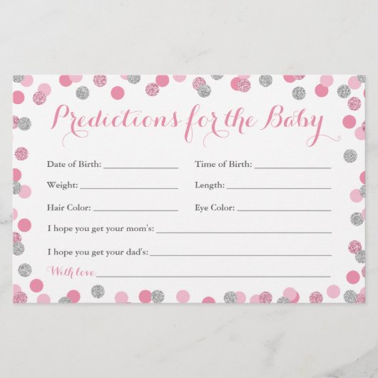 Kaarten voor roze en zilvervoorspellingen voor Bab (Voorkant)